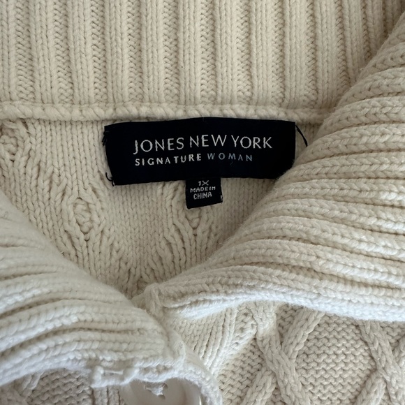 Jones New York Cream Diamond Knit Cardigan - Picture 2 of 5